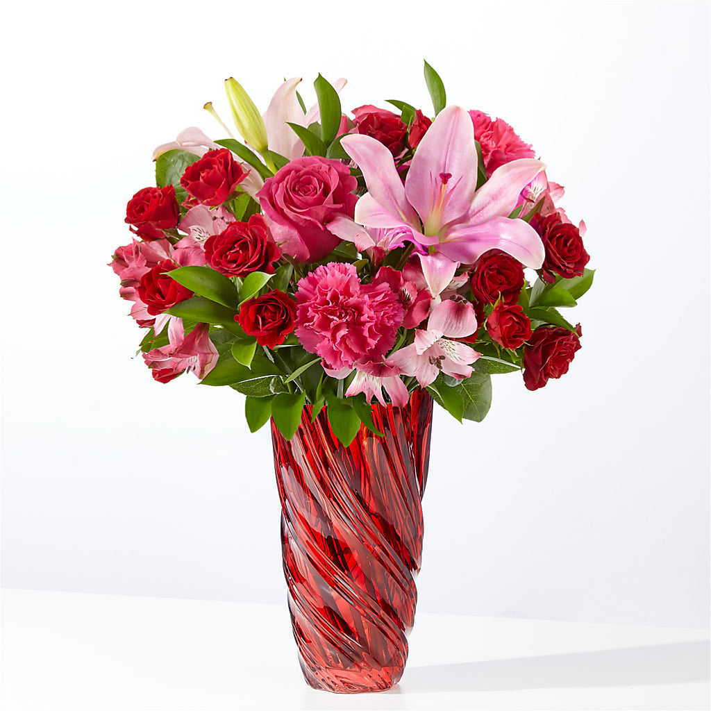 In Love Bouquet with Luxe Swirl Vase – MCKNIGHT'S FLOWERSHOPPE INC., Peterborough ON