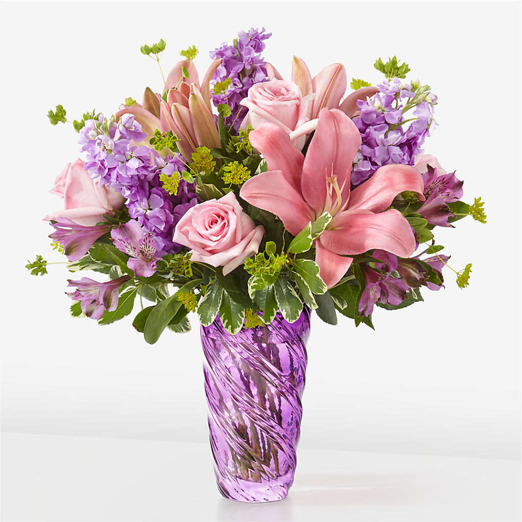 Precious Petals Bouquet with Luxe Swirl Vase – MCKNIGHT'S FLOWERSHOPPE INC., Peterborough ON