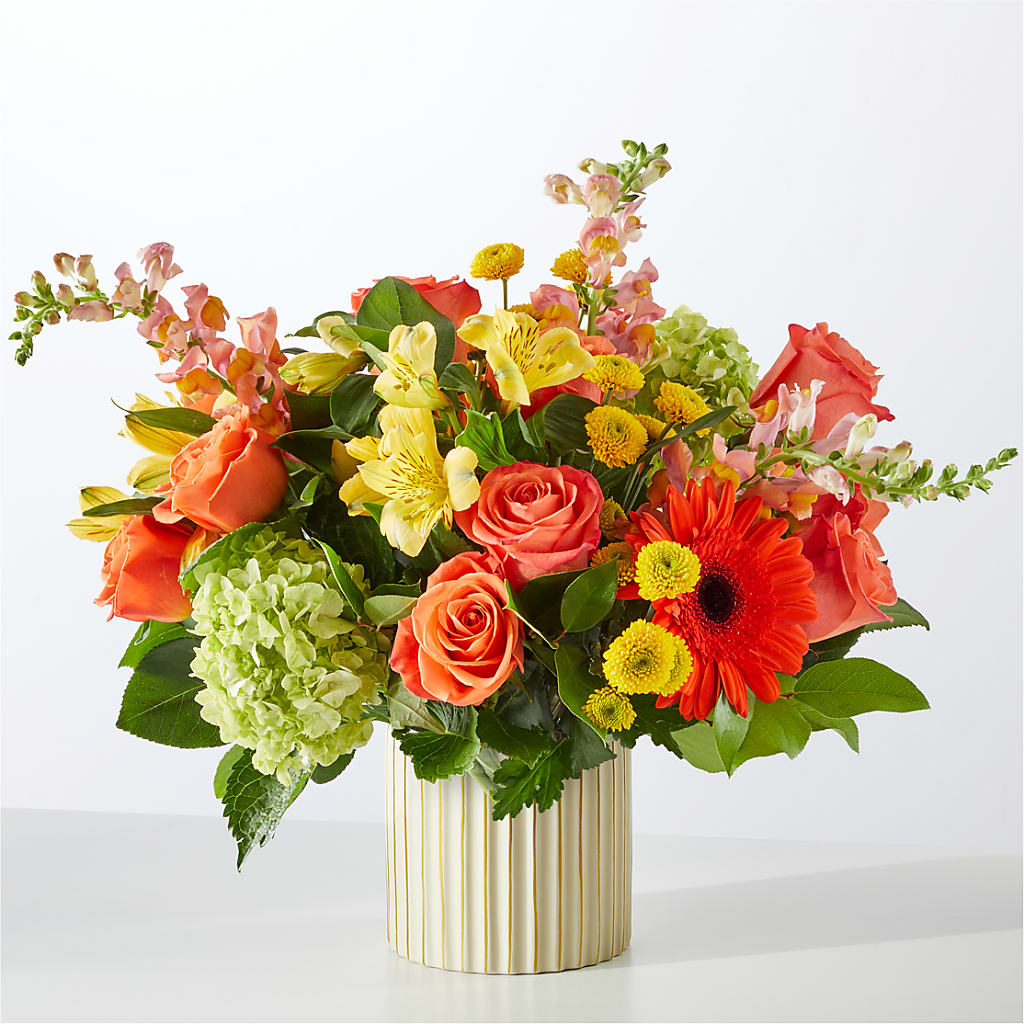 Autumn Sunshine Bouquet with Ivory Vase – MCKNIGHT'S FLOWERSHOPPE INC., Peterborough ON