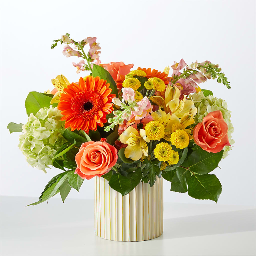 Autumn Sunshine Bouquet with Ivory Vase – MCKNIGHT'S FLOWERSHOPPE INC., Peterborough ON