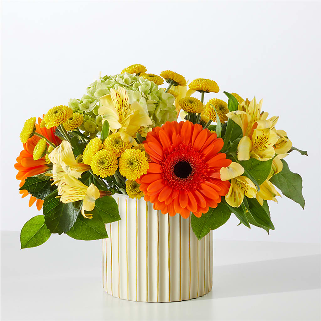 Autumn Sunshine Bouquet with Ivory Vase – MCKNIGHT'S FLOWERSHOPPE INC., Peterborough ON